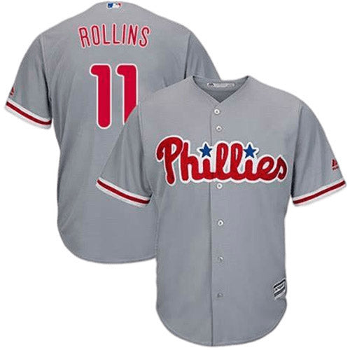 Men's Philadelphia Phillies Jimmy Rollins Replica Road Jersey - Gray